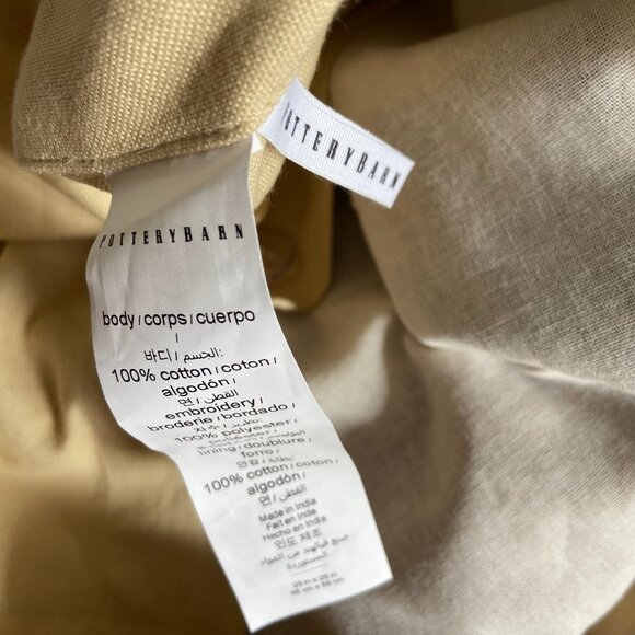 Pottery Barn Square Pillow Case 26" x 26" Green & Terracotta Embroidery - Picture 10 of 11